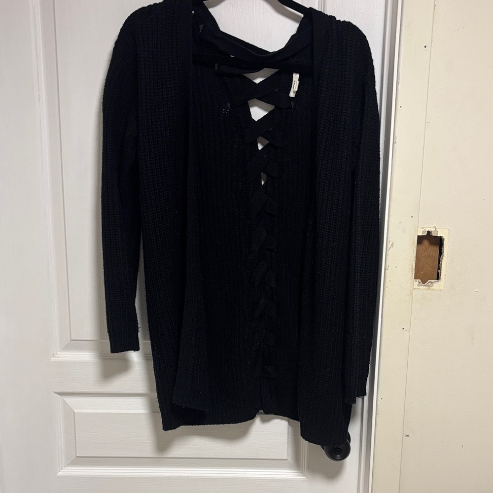 Ardene Black Crisscross Knit Sweater